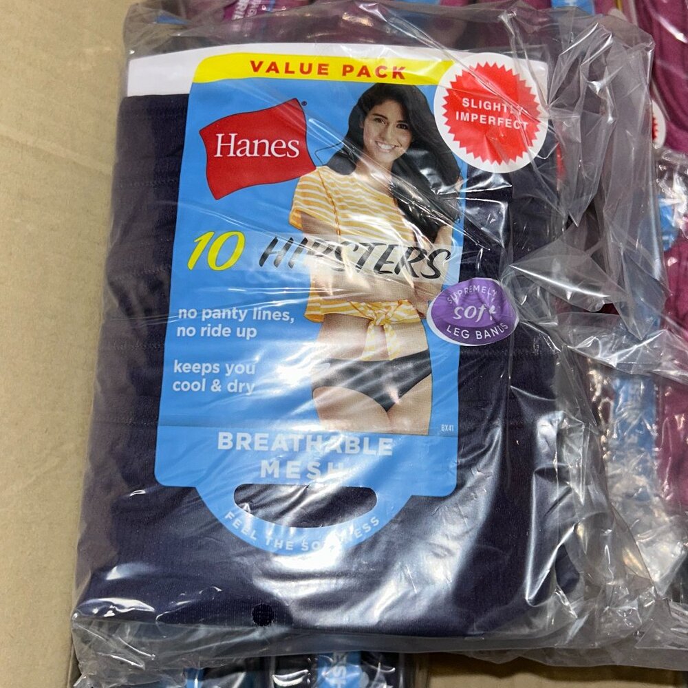 Hanes Women’s Tagless Briefs – LOT 80 - 180 pcs – 18 packs (10 ea) – Sz 6 - NEW
